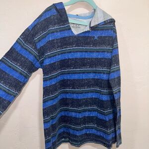 Boys Hurley Large Blue Striped Lightweight Hoodie